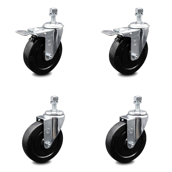 Service Caster 5 Inch Soft Rubber Wheel Swivel 12mm Stem Caster Total Lock Brake SCC, 2PK SCC-TSTTL20S514-SRS-M1215-2-S-2 - main